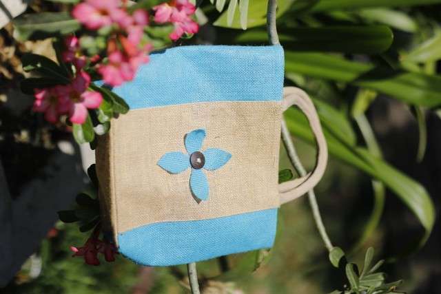 Fancy Floral Jute Tote Bag