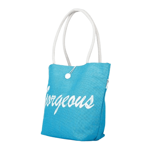 Solid Blue Shopper Jute Tote Bag