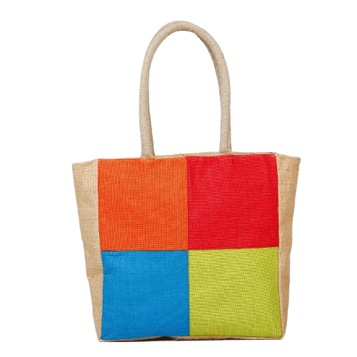 Four Quadrant Jute Tote Bag with Rope Handle