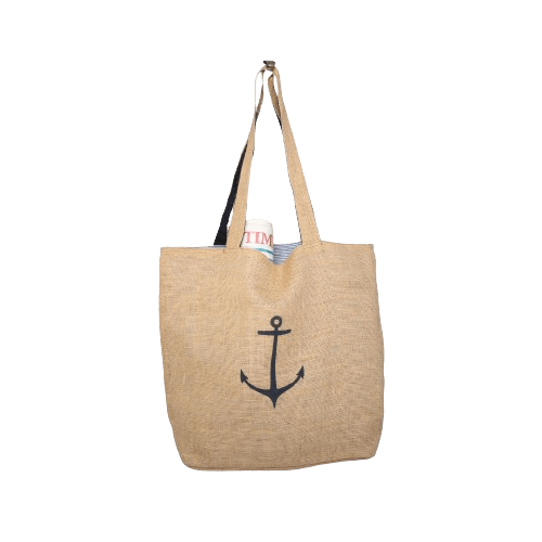 Authentic Jute Handbag with Minimal Prints