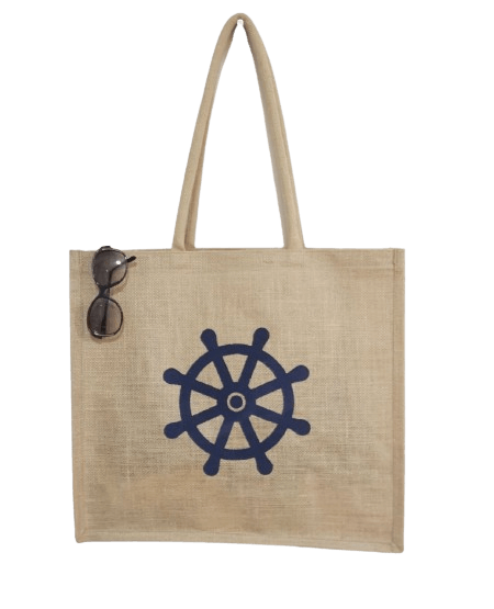 Jute Shopper Bags with Vintage Prints - Large